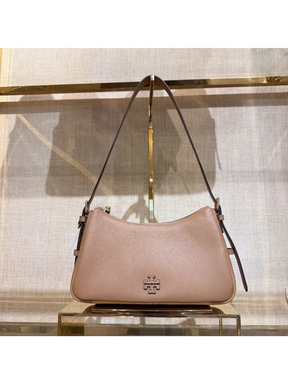 Tory Burch Thea Small Zip Top Shoulder Bag 177322 Tiramisu $400